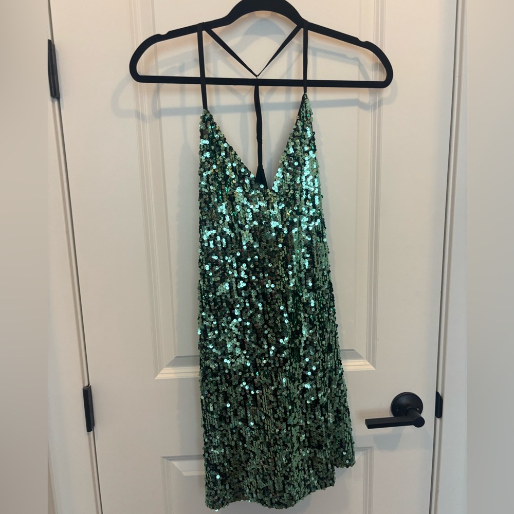 Lulu's Emerald Sequin Glam Dress